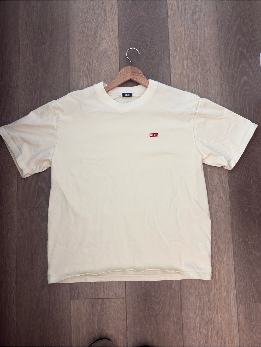 Kith Cream Tee with Small Red Logo
